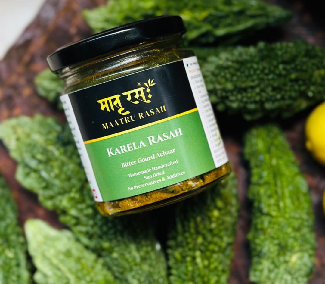 Bitter Gourd -Karela Rasah Pickle or Indian Achaar homemade