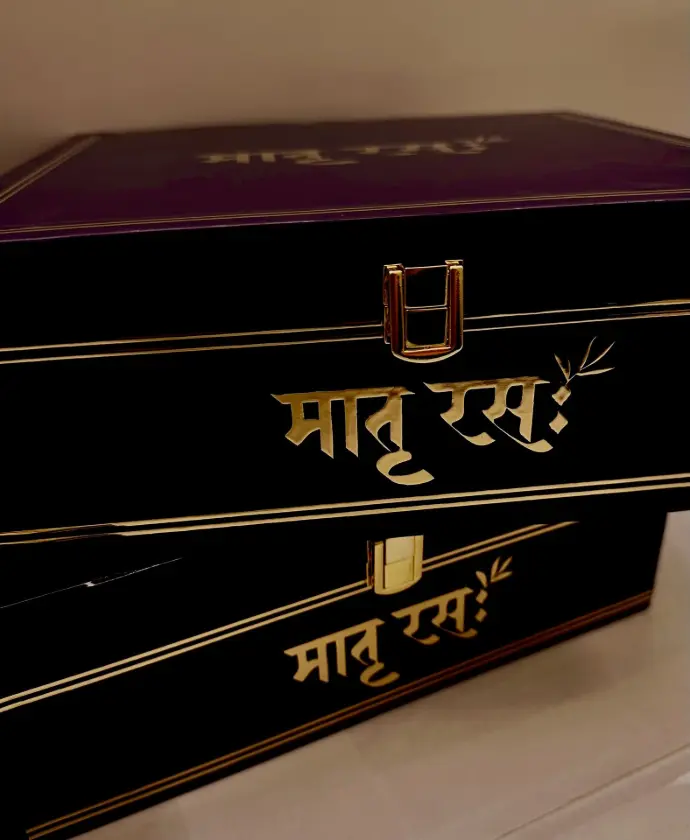 Premium gift box with traditional Hindi branding – Maatru Rasah"