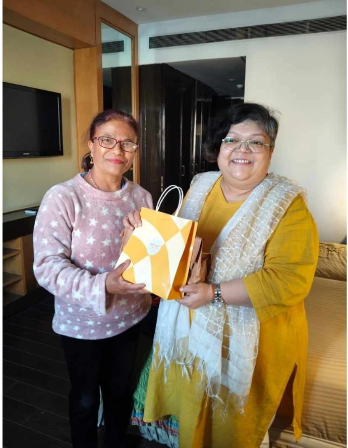 Dr. (CS) Puja Shree Agarwal during her sourcing visit for Ing Makhir ginger in the Jaintia Hills, Meghalaya. Maatru Rasah.