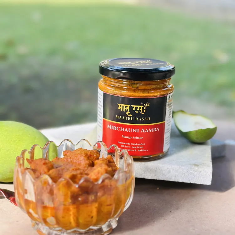 Mirchuani aamra 150g buy oil free pickle from maatru rasah .webp