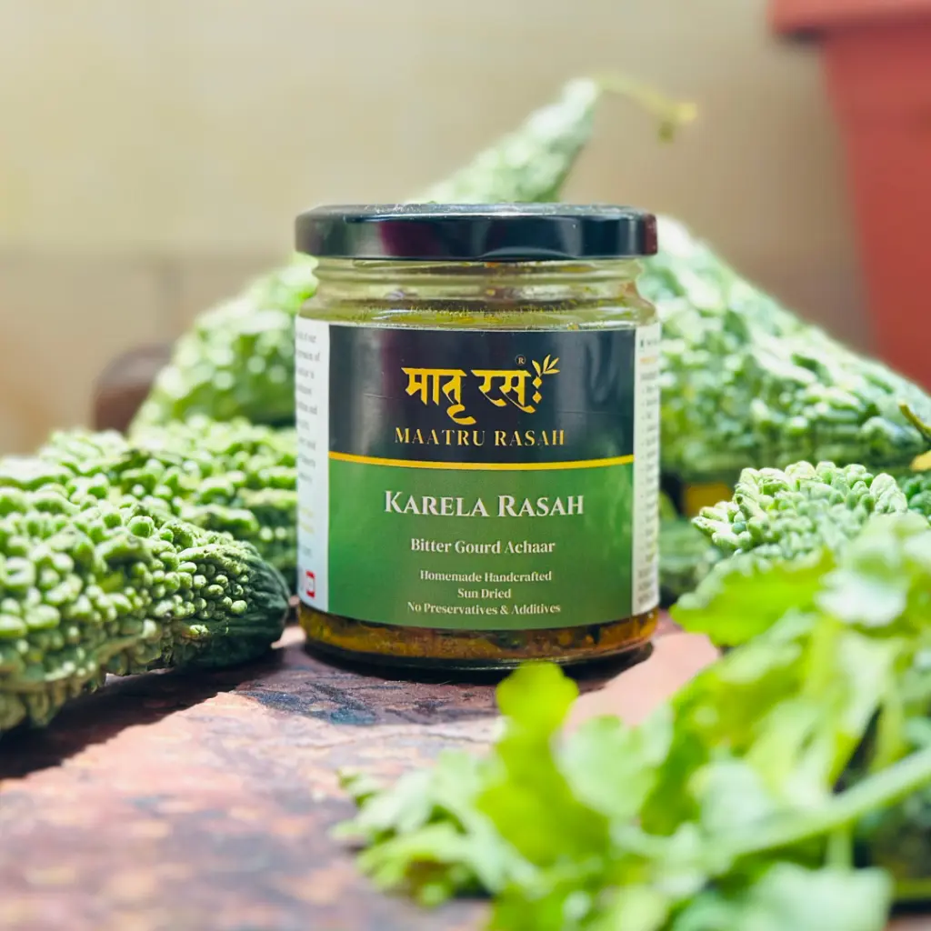 [OKR150G] Karela Rasah: Bitter Gourd Achaar | Indian Bitter Gourd Pickle | Homemade Karela Achaar (150g in Glass Jar)