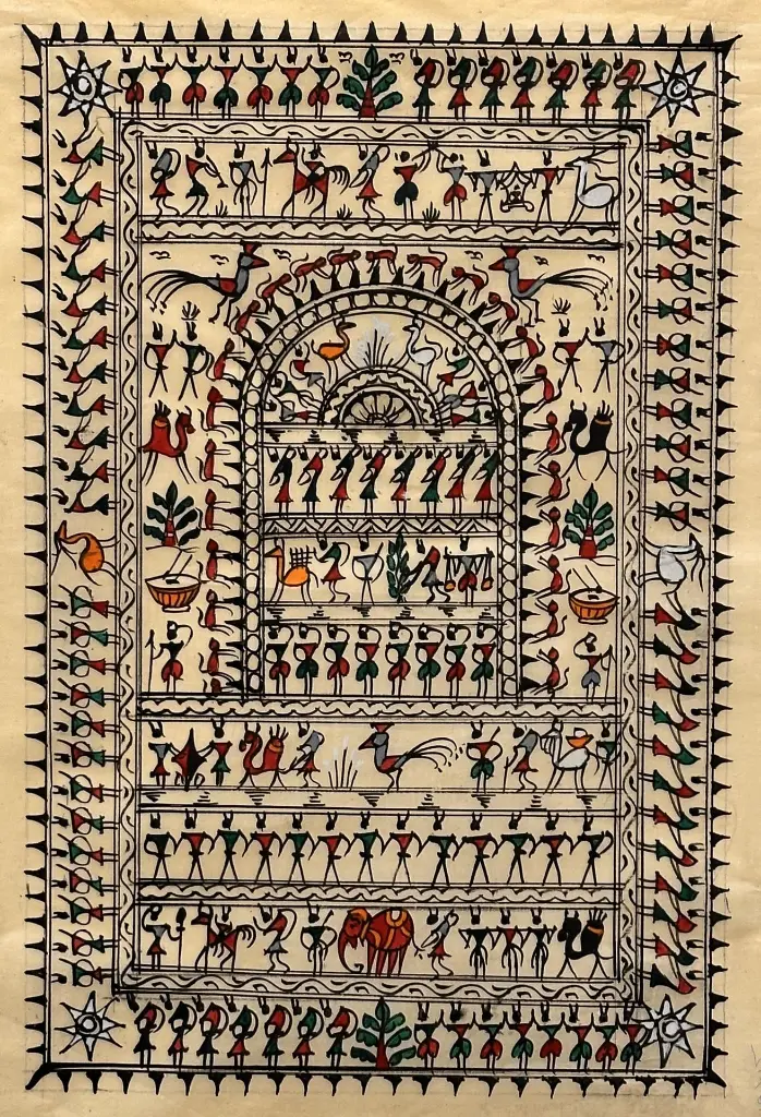 Gi Tag Rekha Chitra Art on Tussar Silk Cloth