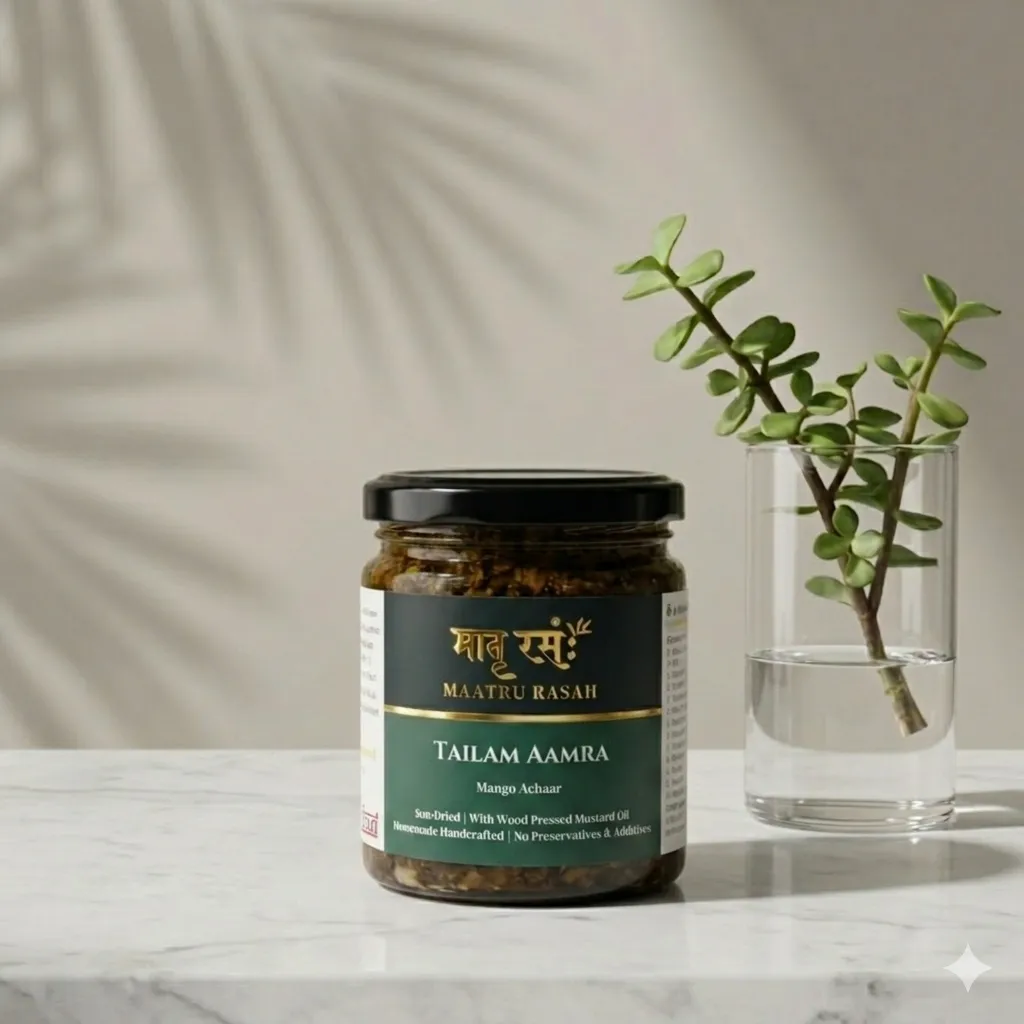 [TA150G] Tailam Aamra — Aam Ka Achar with Wood Pressed Mustard Oil & Black Chickpeas (150g in Glass Jar)