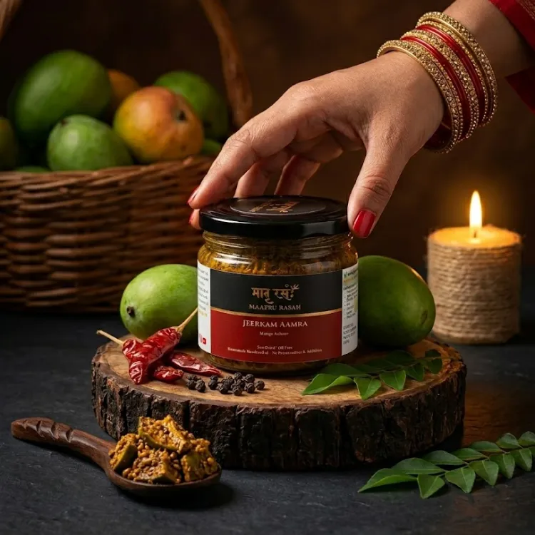 [OJA150G] Jeerkam Aamra: Oil-Free Mango Achaar | Homemade Mango Pickle | Ghar ka Aam Ka Achar  bina tel ke (150g in Glass Jar)