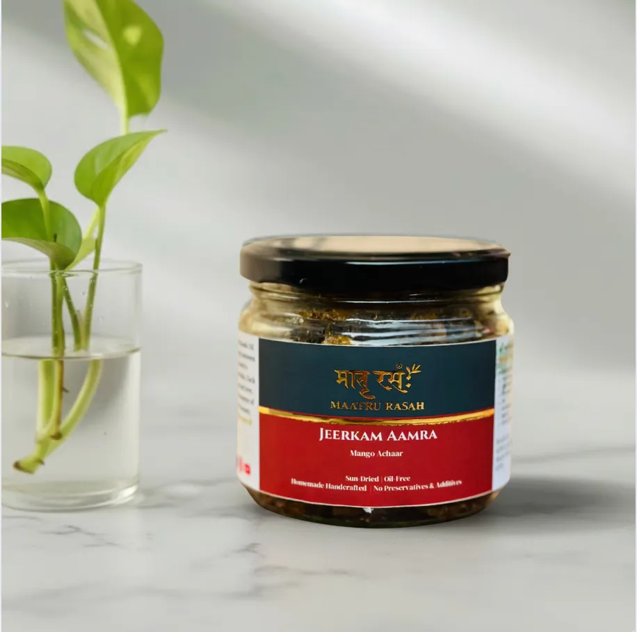 [OJA150G] Jeerkam Aamra: Oil-Free Mango Achaar | Homemade Mango Pickle | Ghar ka Aam Ka Achar  bina tel ke (150g in Glass Jar)