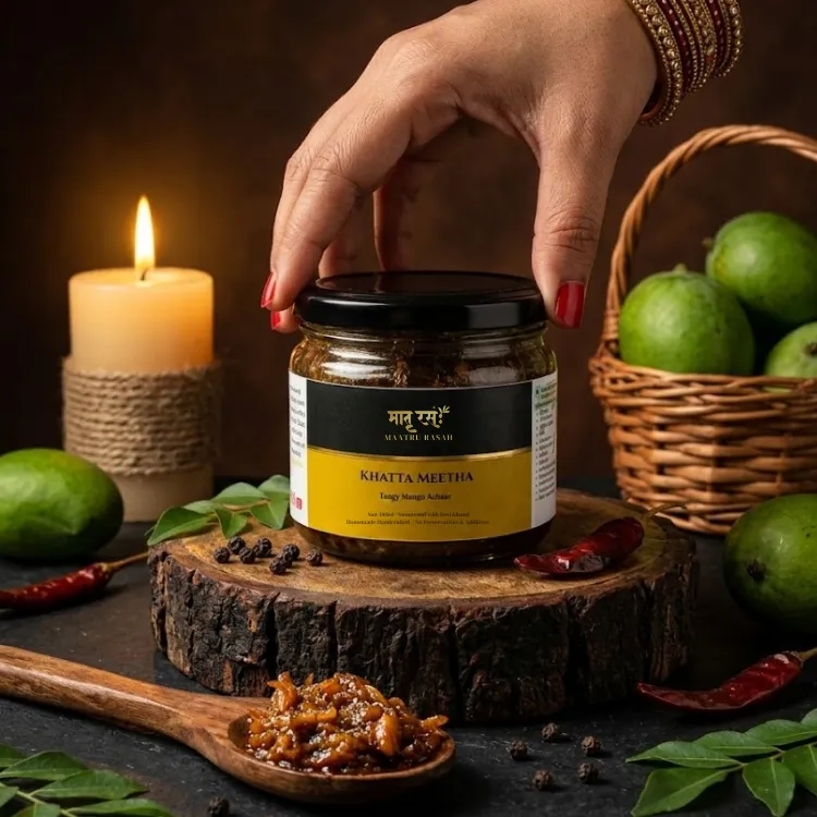 [OKM150G] Khatta Meetha Aamra — Sweet-Tangy Achaar (150g in Glass Jar)